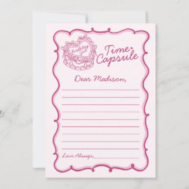 Tarjeta de cápsula de tiempo de torta de coqueta d