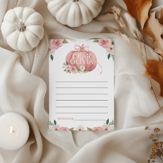 Tarjeta de cápsula del tiempo de calabaza rosa par