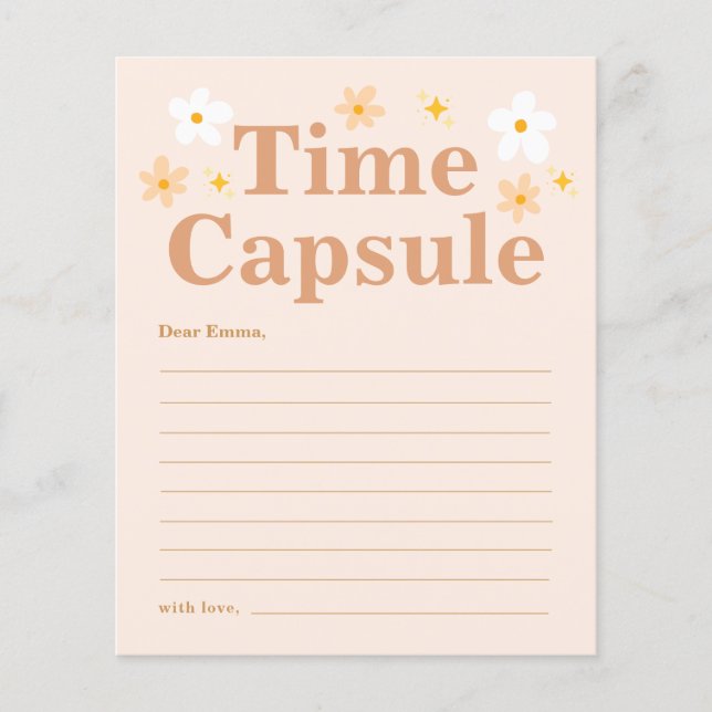 tarjeta de cápsula del tiempo de cumpleaños Boho R (Anverso)