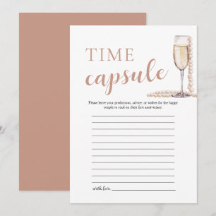 Tarjeta de cápsula del tiempo de perlas y prosecco
