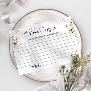 Tarjeta de cápsula del tiempo del primer aniversar