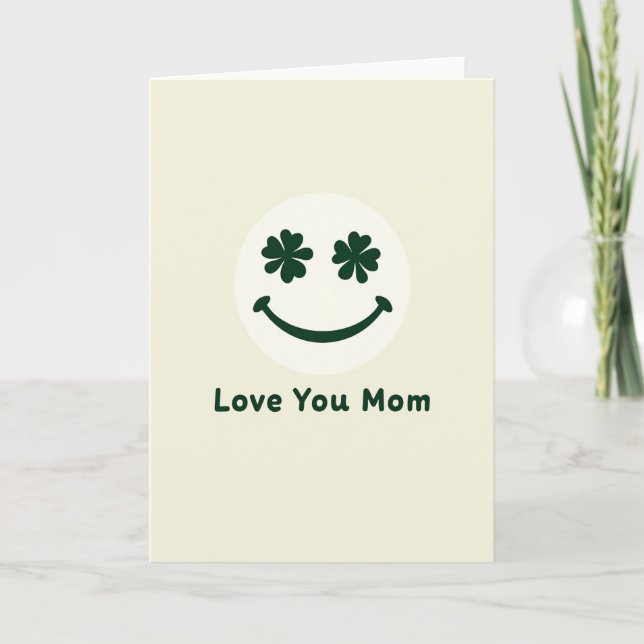 Tarjeta de Cara Sonriente Te Amo Mamá (Anverso)