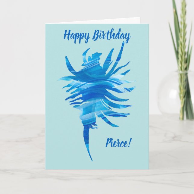 Tarjeta de caracol con silueta azul-acuática (Anverso)