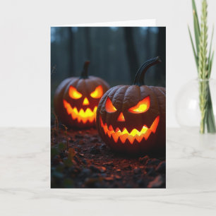 Tarjeta de caras brillantes espeluznantes
