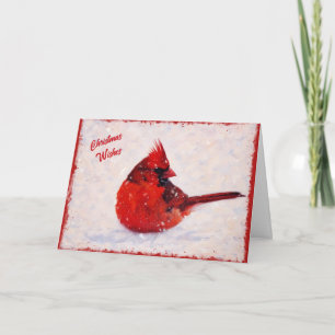 Tarjeta de cardenales de aves rojas y Navidades de