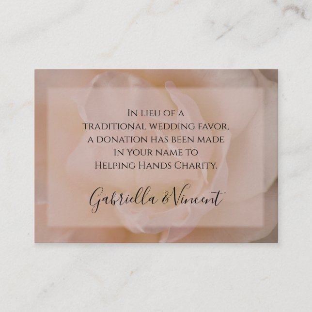 Tarjeta de caridad Boda floral rosa rosa de Rubor  (Anverso)