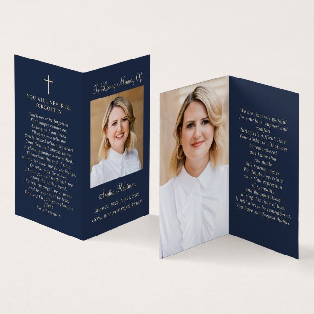 Tarjeta de carpeta Gold Script 2 Photo Blue Memori (Interior y exterior)