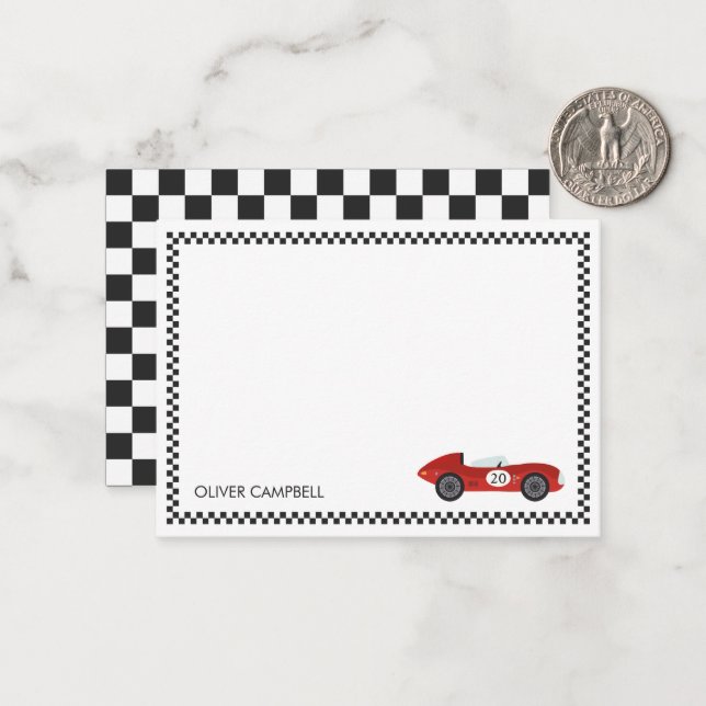 Tarjeta de carrera roja niños personalizada (Anverso/Reverso In Situ)
