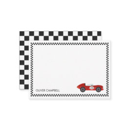 Tarjeta de carrera roja niños personalizada