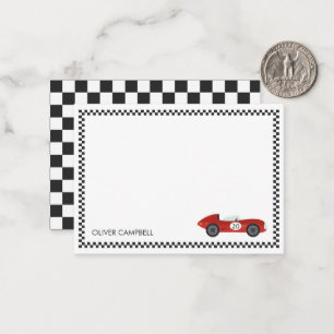 Tarjeta de carrera roja niños personalizada