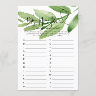 Tarjeta de carreras Greenery Baby Shower Game Baby