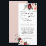 Tarjeta de carta de agradecimiento a Boda floral d<br><div class="desc">Diseñada para coordinar con nuestra colección de Blooms románticos,  esta tarjeta de carta de agradecimiento de personalizable incluye flores de color burdeos y rubia con hojas de vegetación emparejadas con un elegante tipo de letra serif y elegantes gráficos de texto caligráfico. Elementos coincidentes disponibles.</div>
