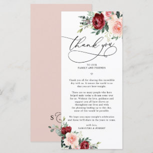 Tarjeta de carta de agradecimiento a Boda floral d
