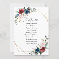 Tarjeta de carta de asiento para Boda Rubor de la