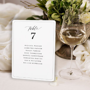 Tarjeta de carta de asignación de asientos de mesa