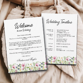 Tarjeta de carta de bienvenida de boda con flores 