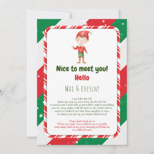 Tarjeta de carta de bienvenida de duende de Navida