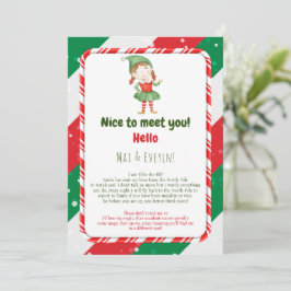 Tarjeta de carta de bienvenida de elfa de Navidad 