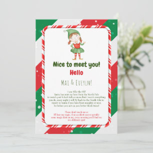 Tarjeta de carta de bienvenida de elfa de Navidad 