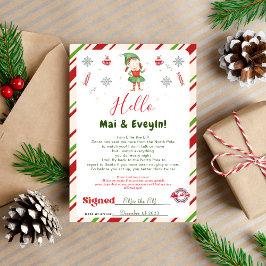 Tarjeta de carta de bienvenida de elfa de Navidad 