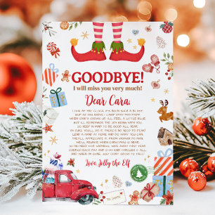Tarjeta de carta de despedida de elfo de Navidad