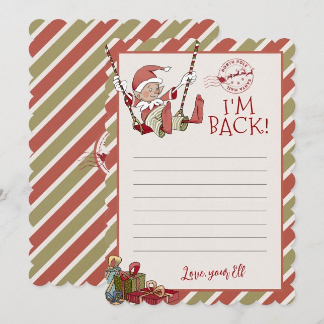 Tarjeta de carta de duende "Estoy de vuelta" edita (Anverso / Reverso)