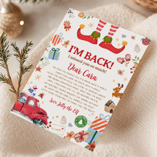 Tarjeta de carta de llegada del duende de Navidad 