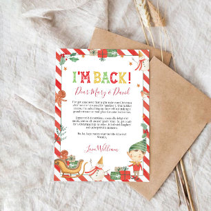 Tarjeta de carta de Navidad Elfo Estoy de vuelta