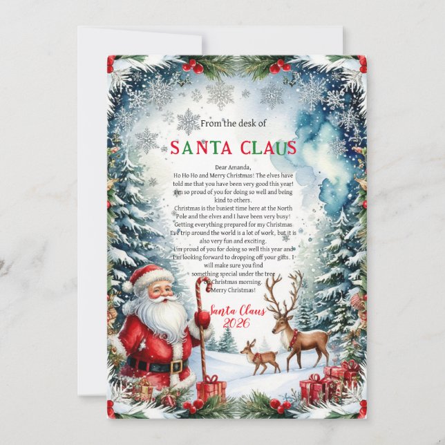 Tarjeta de Carta Mágica de Santa (Anverso)
