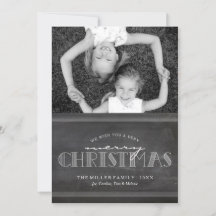 Tarjeta de carta navideña Chalkboard Merry Christm