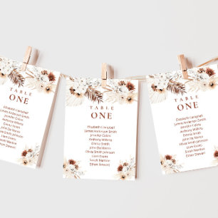 Tarjeta de cartas de asientos de boda floral boho