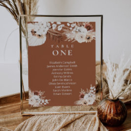 Tarjeta de cartas de asientos de boda floral boho 