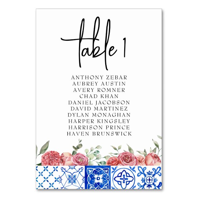 Tarjeta de cartas de asientos rosa floral de Itali (Anverso)