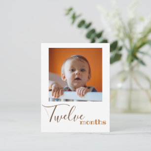 Tarjeta de cartel de 12 meses de foto del primer c