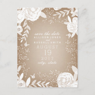 Tarjeta de Cartulina Floral Blanca Inspirada en Sa