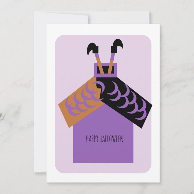 Tarjeta de casa de bruja feliz Halloween (Anverso)