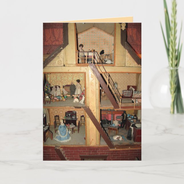 Tarjeta de casa de muñecas antigua - Personalizabl (Anverso)