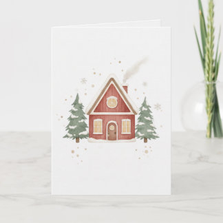 Tarjeta de Casa de Navidad Cottage Alegre Invierno