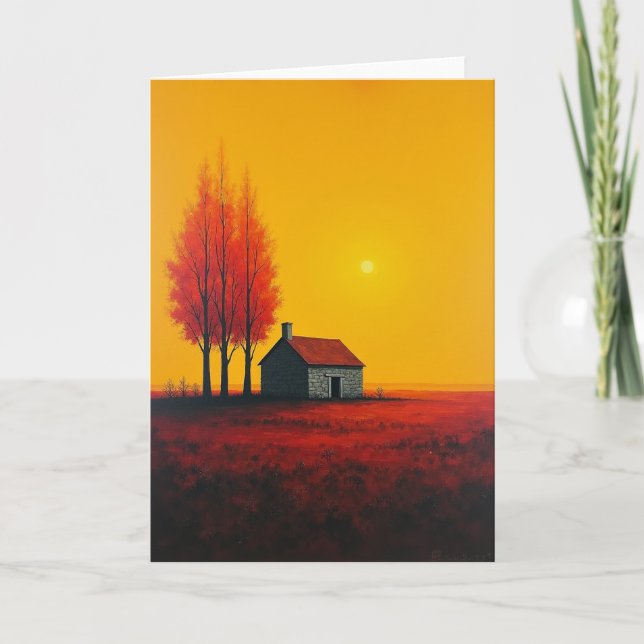 Tarjeta de Casa de Techo Rojo de Cumpleaños (Anverso)