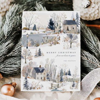 Tarjeta de casa de vacaciones de Navidad Cottage a