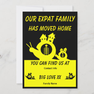 Tarjeta de casa móvil de familia expatriada