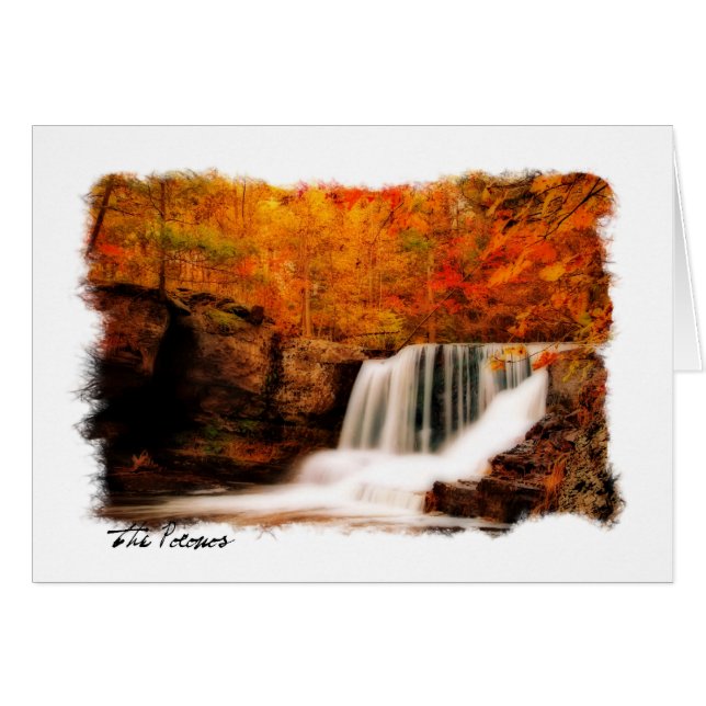 Tarjeta de cascada Pocono otoñal (Anverso (Horizontal))