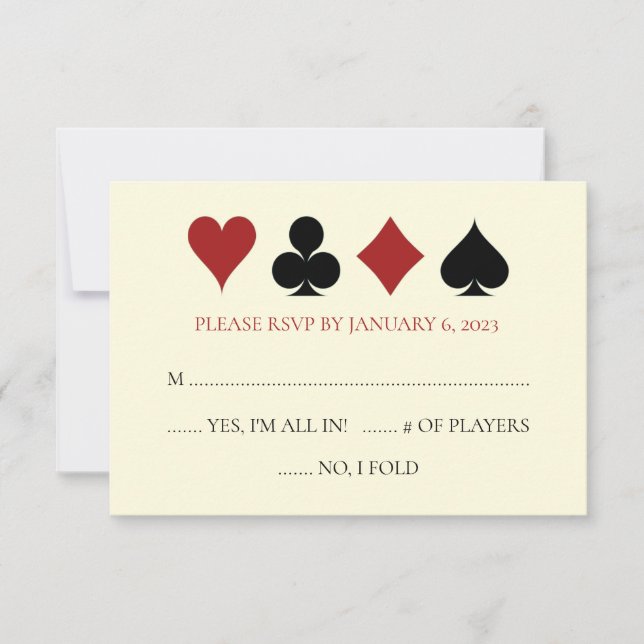 Tarjeta de casino para Black Off White Wedding RSV (Anverso)