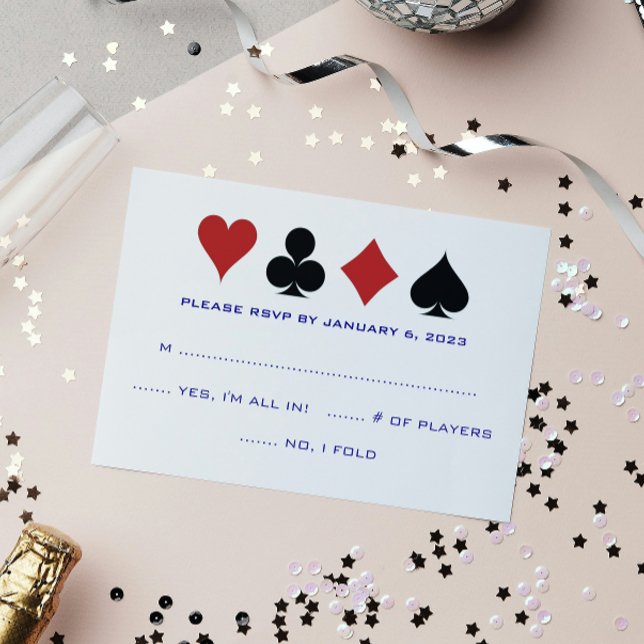 Tarjeta de Casino para la Navy Blue Wedding RSVP (Subido por el creador)