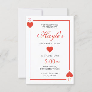 Tarjeta de Casino Queen of Hearts Cumpleaños 31