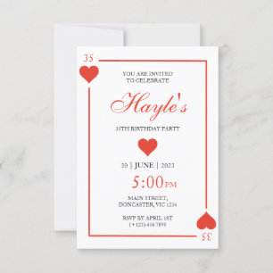 Tarjeta de Casino Queen of Hearts Cumpleaños 35