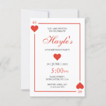 Tarjeta de Casino Queen of Hearts Cumpleaños 40
