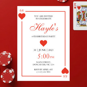 Tarjeta de Casino Queen of Hearts Cumpleaños 64