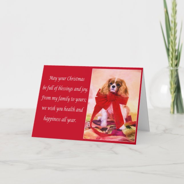 Tarjeta de Cavalier King Charles de Navidad con la (Anverso)