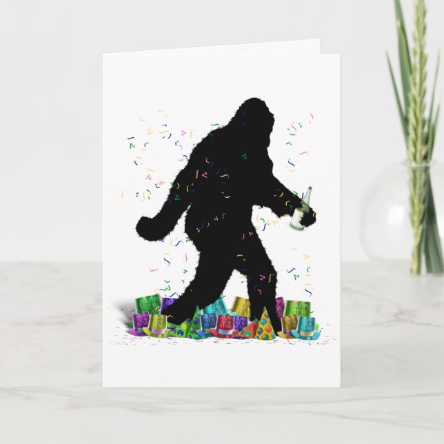 Tarjeta De caza de Sasquatch en el Año Nuevo (Anverso)